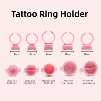 Tatuiruočių pigmentų puodelio žiedas – antakių įrašų ir lūpų tatuiravimui; tatuiruočių įrankiai ir reikmenys; blakstienų klijų padėklas; universalus naudojimas; grynas turinys apie 50–70 g