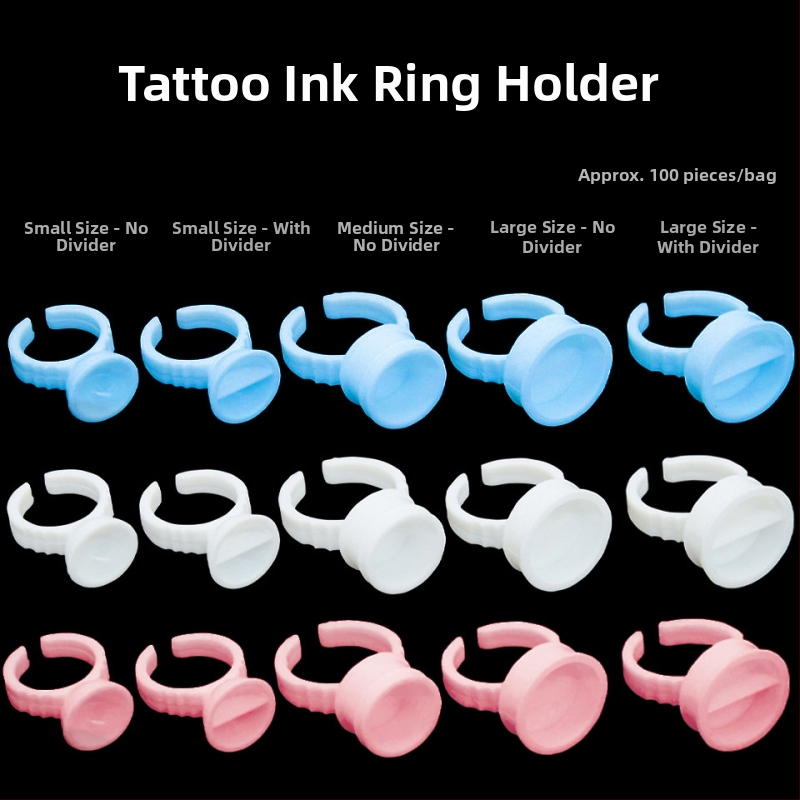 Tatuiruočių pigmentų puodelio žiedas – antakių įrašų ir lūpų tatuiravimui; tatuiruočių įrankiai ir reikmenys; blakstienų klijų padėklas; universalus naudojimas; grynas turinys apie 50–70 g