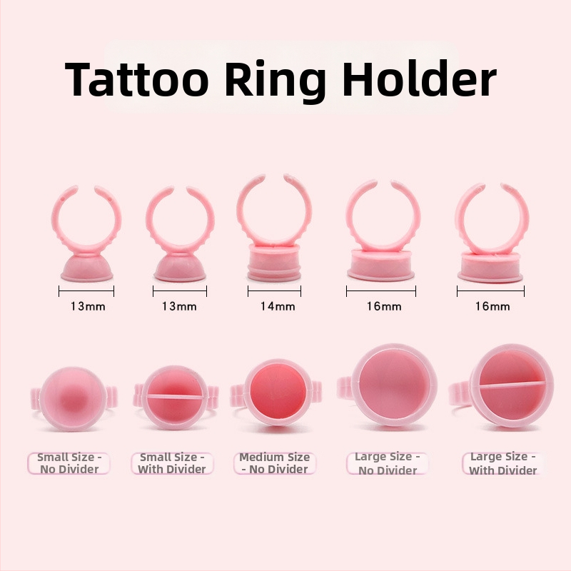 Tatuiruočių pigmentų puodelio žiedas – antakių įrašų ir lūpų tatuiravimui; tatuiruočių įrankiai ir reikmenys; blakstienų klijų padėklas; universalus naudojimas; grynas turinys apie 50–70 g