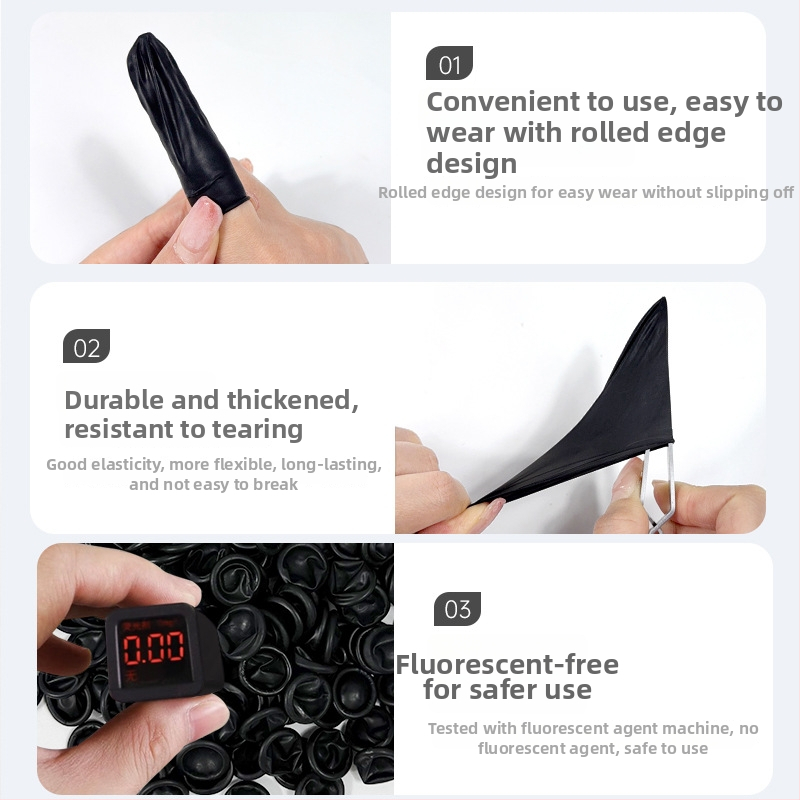 Vienkartiniai pirštų dangteliai manikiūrui (nešliduojantys, antistatininiai, iš gumos)