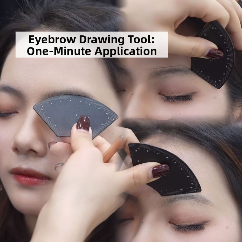 Antakių braižymo įrankis su geležine liniuo­te, simetriškas trijų taškų išdėstymas tiksliai antakių dizainui (Kilmė: Guangzhou)