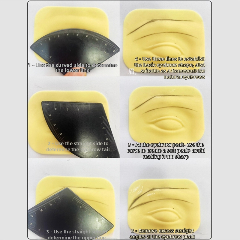 Antakių braižymo įrankis su geležine liniuo­te, simetriškas trijų taškų išdėstymas tiksliai antakių dizainui (Kilmė: Guangzhou)