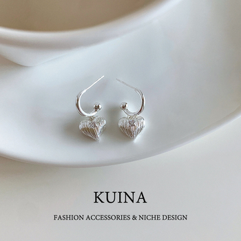 Širdies formos auskarai iš vario, elektroplatiniai, gaivus ir saldus stilius, vasara 2025