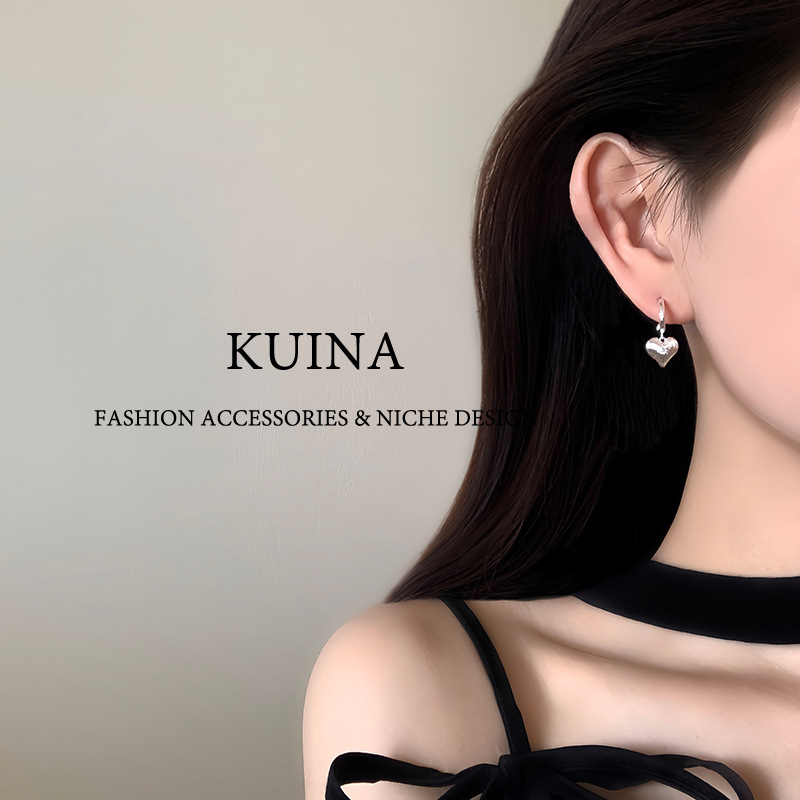 Širdies formos auskarai iš vario, elektroplatiniai, gaivus ir saldus stilius, vasara 2025