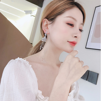 Vario auskarai su 925 sidabro adata, geometrijos vintage varpelio dizainas su karoliukais ir cirkonais