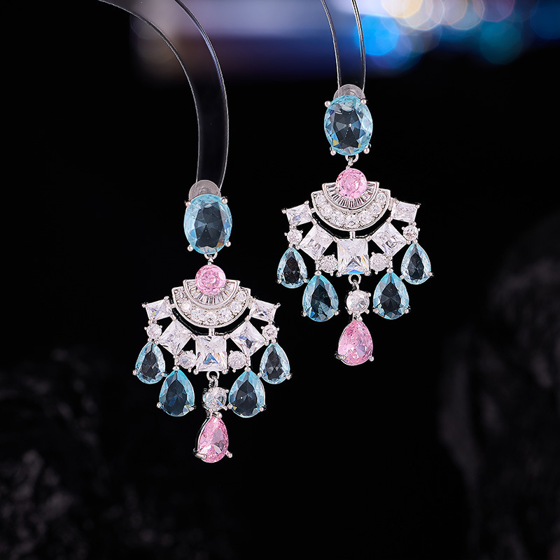 Vario auskarai su 925 sidabro adata, geometrijos vintage varpelio dizainas su karoliukais ir cirkonais