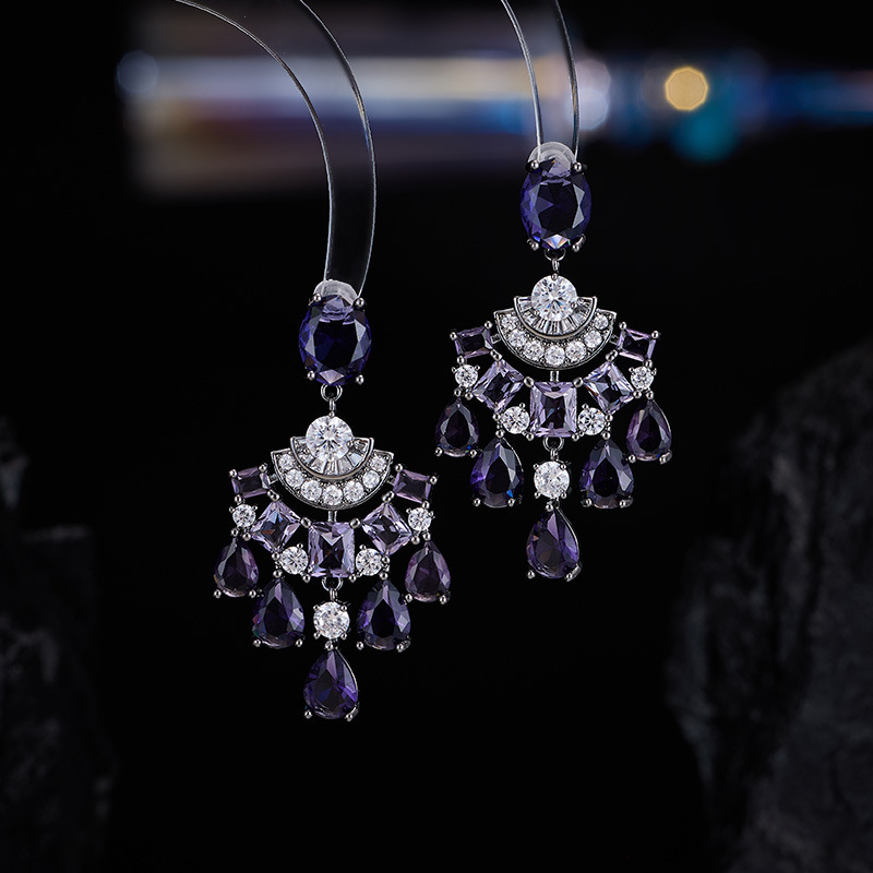 Vario auskarai su 925 sidabro adata, geometrijos vintage varpelio dizainas su karoliukais ir cirkonais