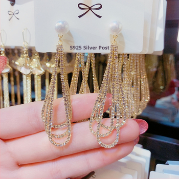 Moteriški auskarai su trim sluoksniais kutais, auksu dengti, 925 sidabro smeigės