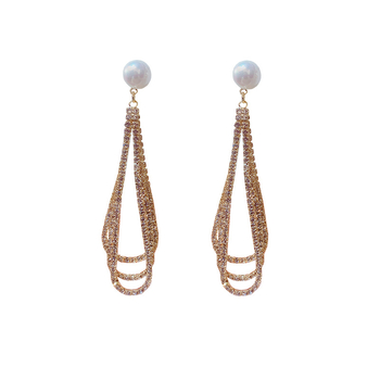 Moteriški auskarai su trim sluoksniais kutais, auksu dengti, 925 sidabro smeigės