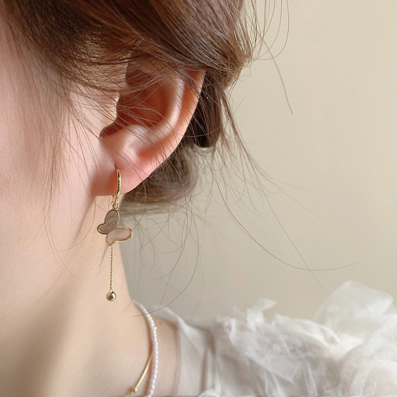 Auskarai - Kriauklių ir drugelių kutų dizainas, 925 sidabras, įkvėptas vabzdžių moterims