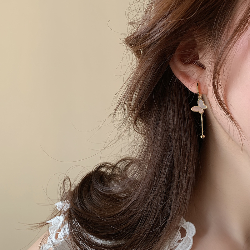 Auskarai - Kriauklių ir drugelių kutų dizainas, 925 sidabras, įkvėptas vabzdžių moterims