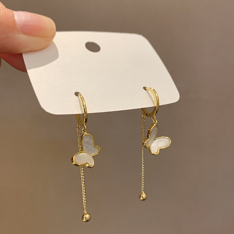 Auskarai - Kriauklių ir drugelių kutų dizainas, 925 sidabras, įkvėptas vabzdžių moterims