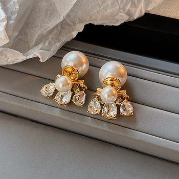 Perlų auskarai, elektroplatinavimas, geometrinis minimalistinis stilius, prekės ženklas Hanjue