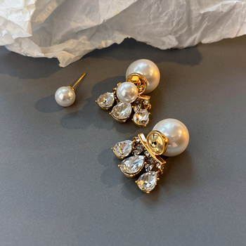 Perlų auskarai, elektroplatinavimas, geometrinis minimalistinis stilius, prekės ženklas Hanjue