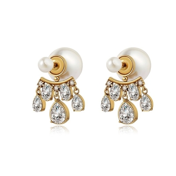 Perlų auskarai, elektroplatinavimas, geometrinis minimalistinis stilius, prekės ženklas Hanjue