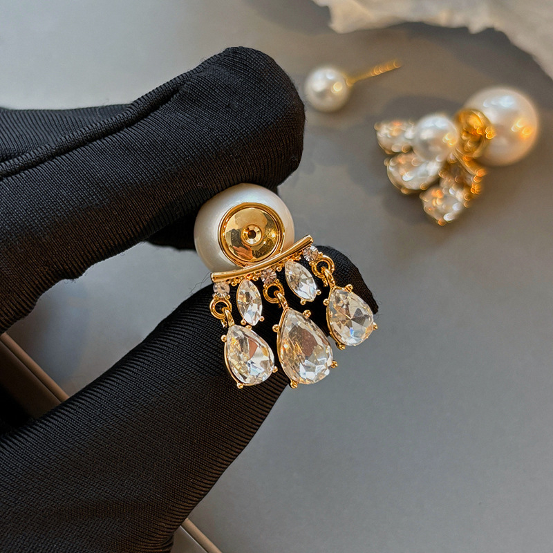 Perlų auskarai, elektroplatinavimas, geometrinis minimalistinis stilius, prekės ženklas Hanjue