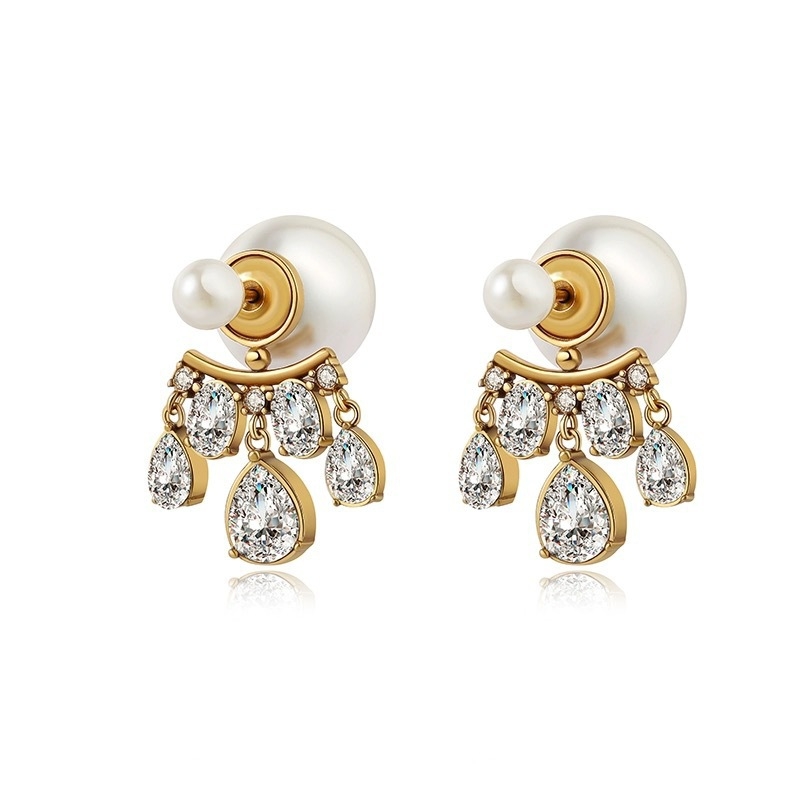 Perlų auskarai, elektroplatinavimas, geometrinis minimalistinis stilius, prekės ženklas Hanjue