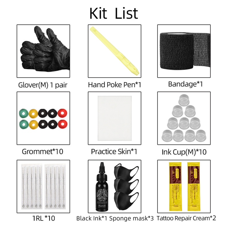 Kit de ace pentru tatuaje cu stilou realizat manual 3D, ace pentru mână, ace lungi, set consumabile pentru tatuaj (greutate netă 42 g)