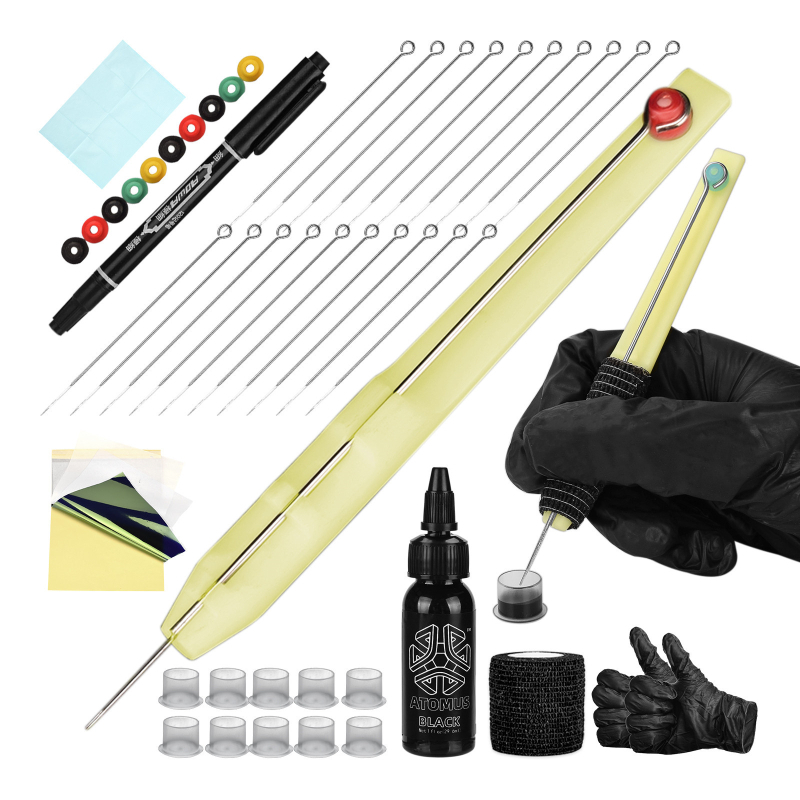 Kit de ace pentru tatuaje cu stilou realizat manual 3D, ace pentru mână, ace lungi, set consumabile pentru tatuaj (greutate netă 42 g)