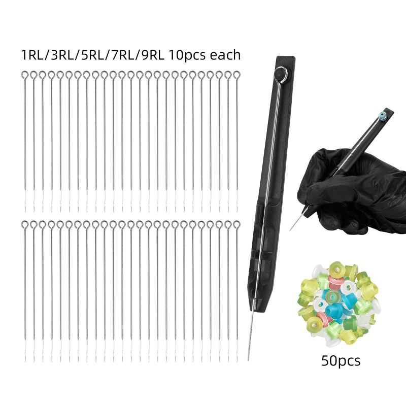 Kit de ace pentru tatuaje cu stilou realizat manual 3D, ace pentru mână, ace lungi, set consumabile pentru tatuaj (greutate netă 42 g)