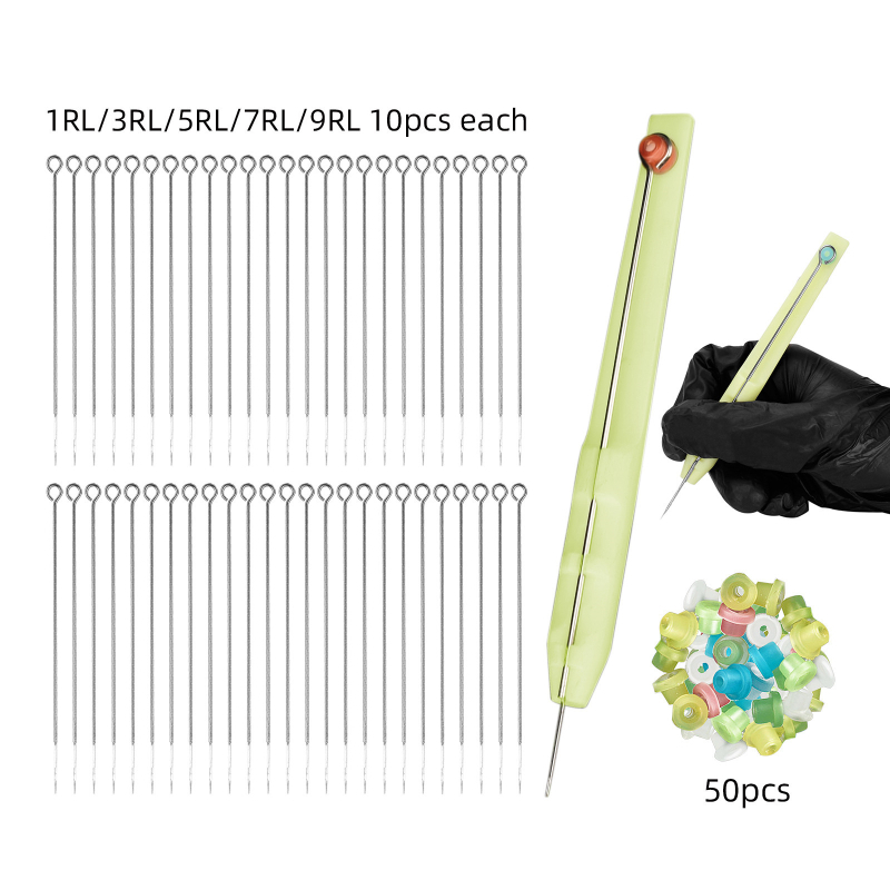 Kit de ace pentru tatuaje cu stilou realizat manual 3D, ace pentru mână, ace lungi, set consumabile pentru tatuaj (greutate netă 42 g)