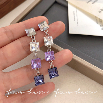 Обеци - Геометрична форма, дълги пискюли, електроплакиран паладий бял, Fat di марка, стил лайт лукс