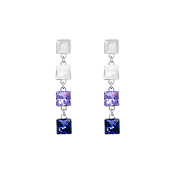 Обеци - Геометрична форма, дълги пискюли, електроплакиран паладий бял, Fat di марка, стил лайт лукс