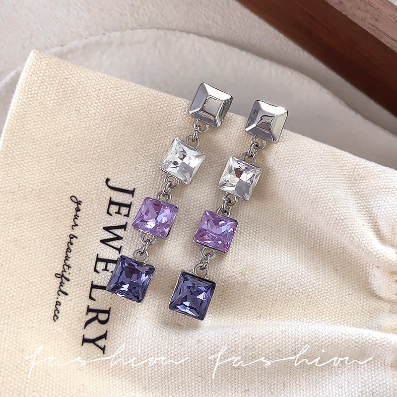 Обеци - Геометрична форма, дълги пискюли, електроплакиран паладий бял, Fat di марка, стил лайт лукс