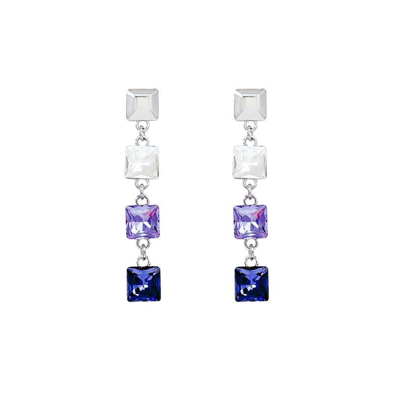 Обеци - Геометрична форма, дълги пискюли, електроплакиран паладий бял, Fat di марка, стил лайт лукс