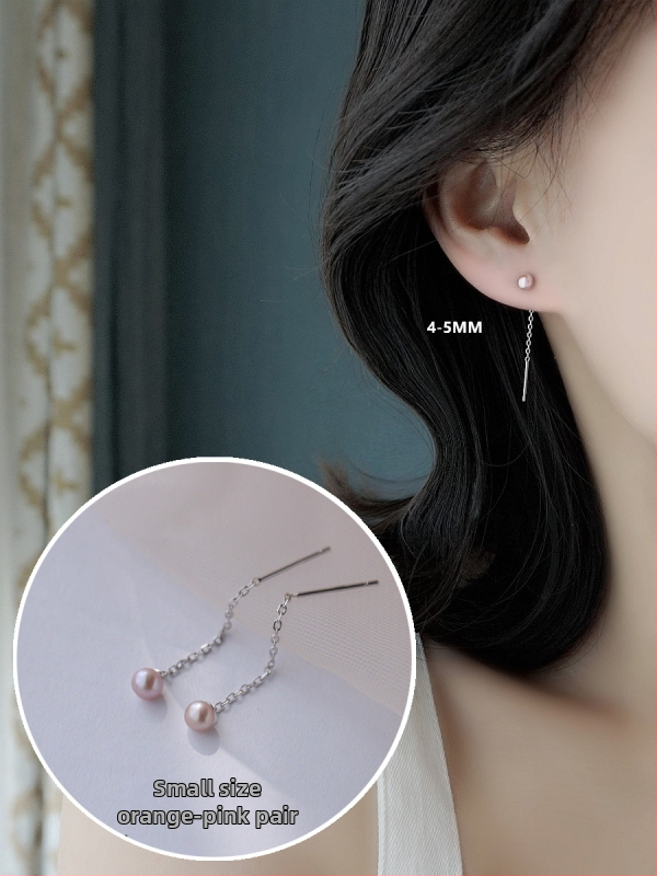 S925 sidabro auskarai su perlomis, ilgasis kutas moterims