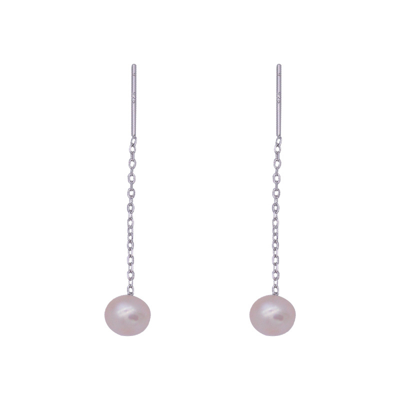 S925 sidabro auskarai su perlomis, ilgasis kutas moterims