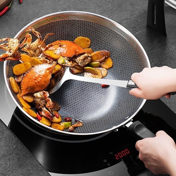 Nerūdijančio plieno wokas su viena rankena, vienu dugnu, stiklo įklijuotu dangčiu