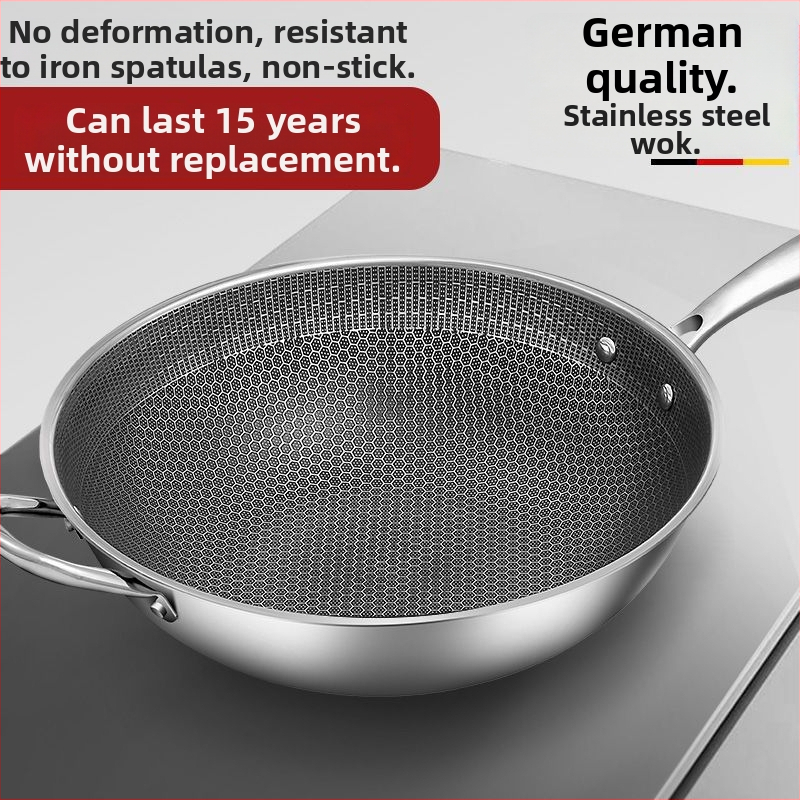 Nerūdijančio plieno wokas su viena rankena, vienu dugnu, stiklo įklijuotu dangčiu