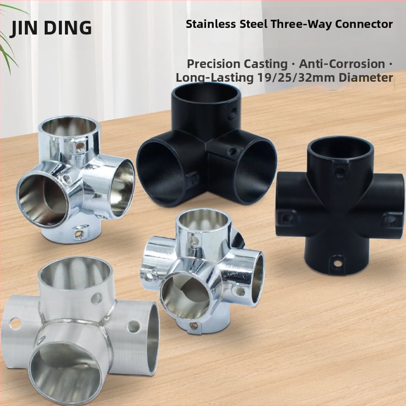 Nerūdijančio plieno tridimensinis T jungtis apvaliems vamzdžiams – modelis 20231017, prekės ženklas Jin ao ding, šiuolaikinio minimalistinio stiliaus