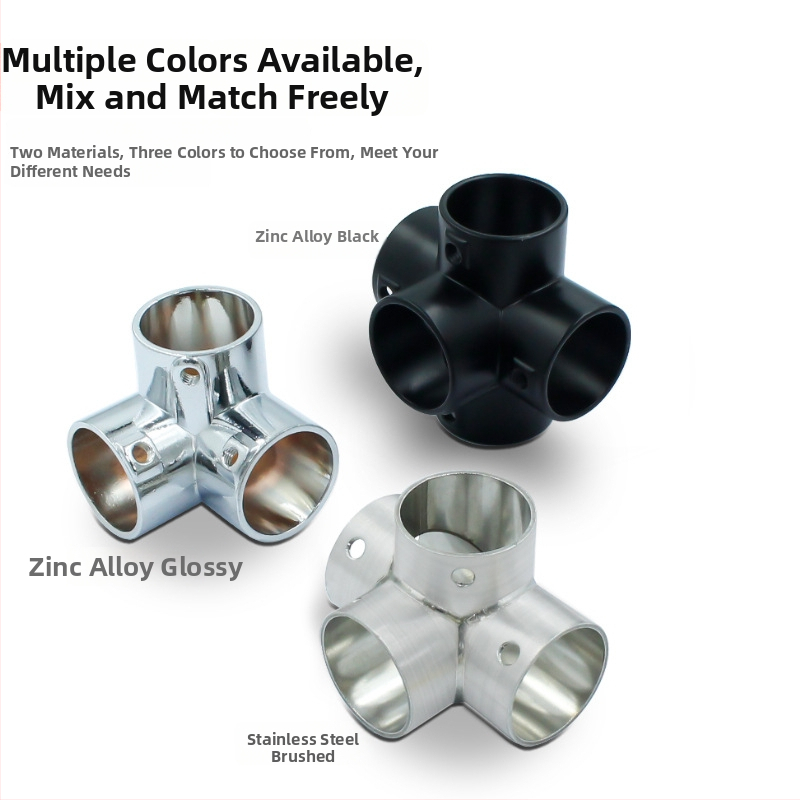 Nerūdijančio plieno tridimensinis T jungtis apvaliems vamzdžiams – modelis 20231017, prekės ženklas Jin ao ding, šiuolaikinio minimalistinio stiliaus