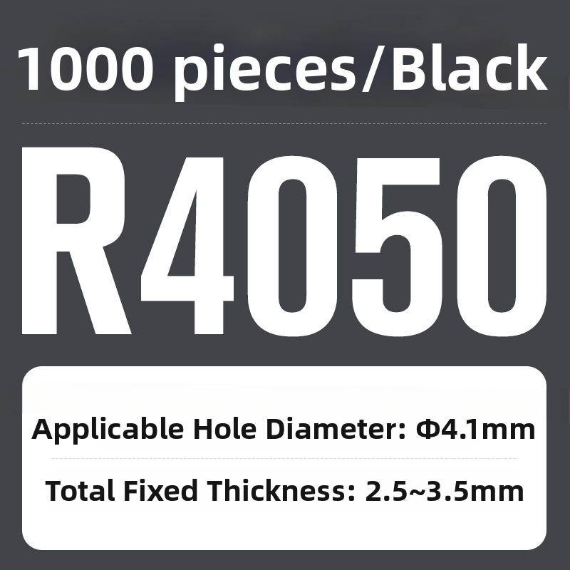 R tipo nailon kniedė su plastiniu išplėtimu ir plastine sagtimi; Medžiaga: Nailonas PA-66; Standartas: Nacionalinis standartas; Skylės tipas: kniedės