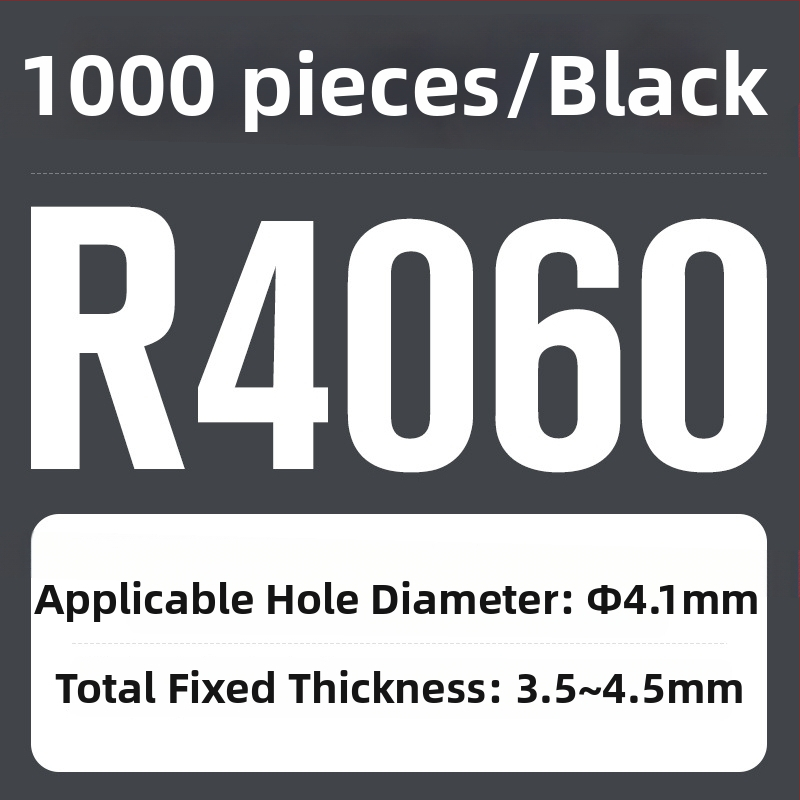 R tipo nailon kniedė su plastiniu išplėtimu ir plastine sagtimi; Medžiaga: Nailonas PA-66; Standartas: Nacionalinis standartas; Skylės tipas: kniedės