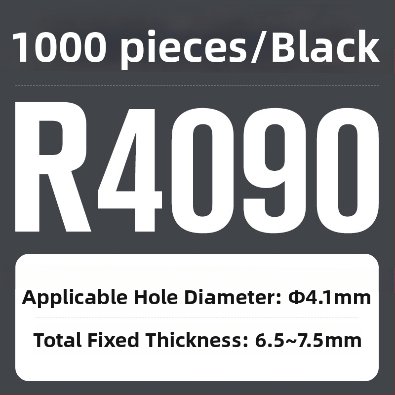 R tipo nailon kniedė su plastiniu išplėtimu ir plastine sagtimi; Medžiaga: Nailonas PA-66; Standartas: Nacionalinis standartas; Skylės tipas: kniedės