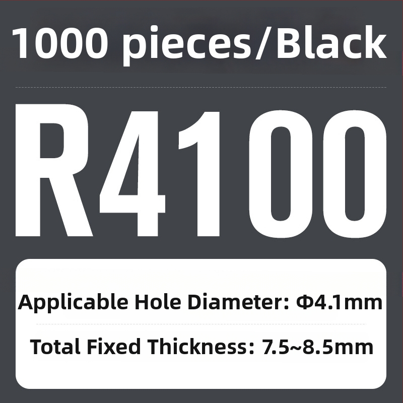 R tipo nailon kniedė su plastiniu išplėtimu ir plastine sagtimi; Medžiaga: Nailonas PA-66; Standartas: Nacionalinis standartas; Skylės tipas: kniedės