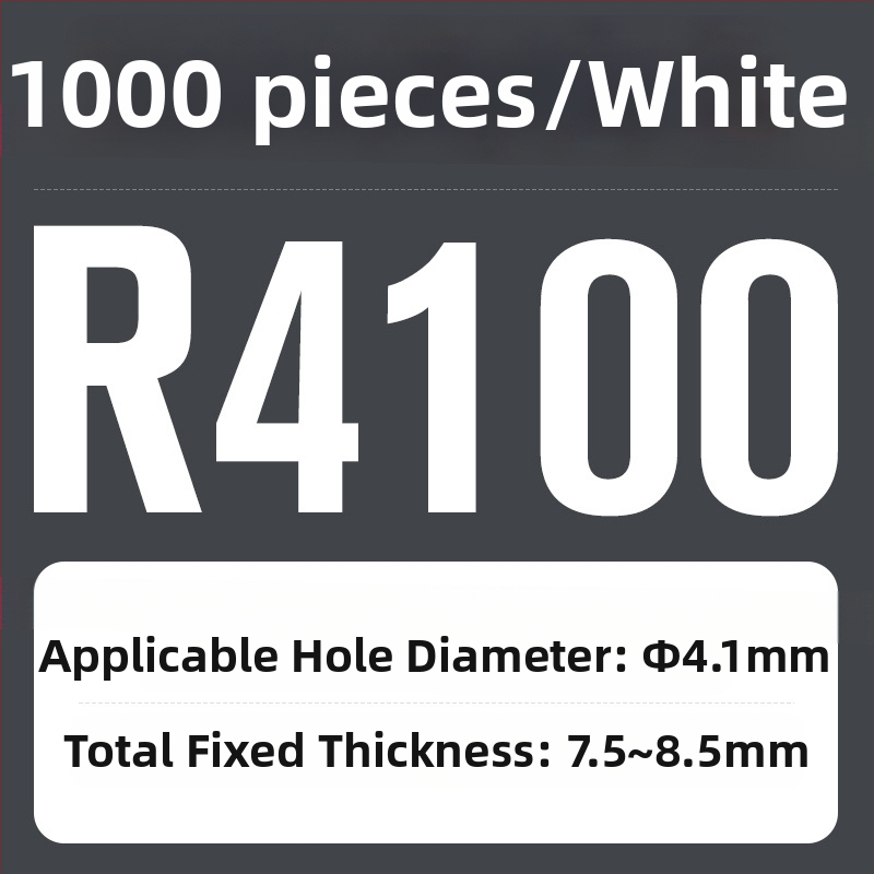 R tipo nailon kniedė su plastiniu išplėtimu ir plastine sagtimi; Medžiaga: Nailonas PA-66; Standartas: Nacionalinis standartas; Skylės tipas: kniedės