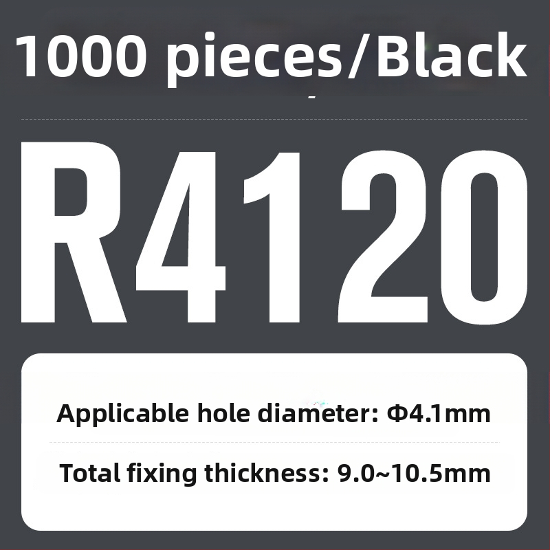 R tipo nailon kniedė su plastiniu išplėtimu ir plastine sagtimi; Medžiaga: Nailonas PA-66; Standartas: Nacionalinis standartas; Skylės tipas: kniedės