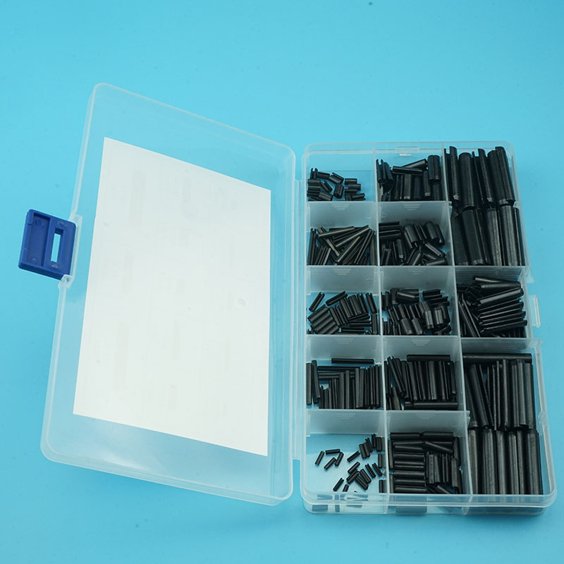 Еластични цилиндрични щифтове - набор, 390 бр., 304 неръждаема стомана, без обработка, опакован в кутия