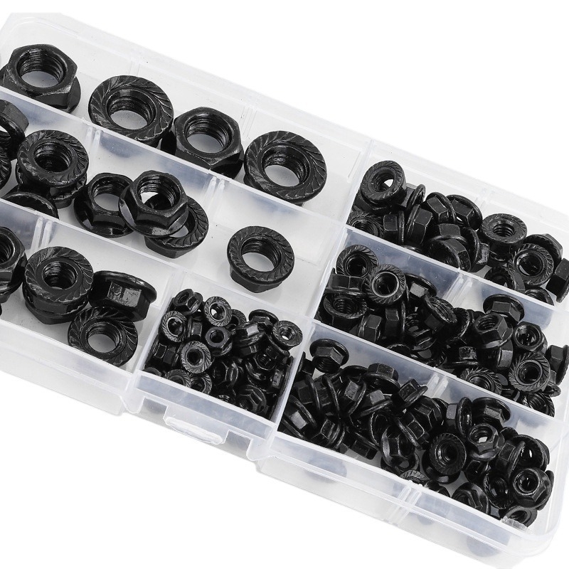 Flanšinių veržlių rinkinys, įprastas anglies plienas, GB/T 6177-1986, kokybė A, 192 vnt.