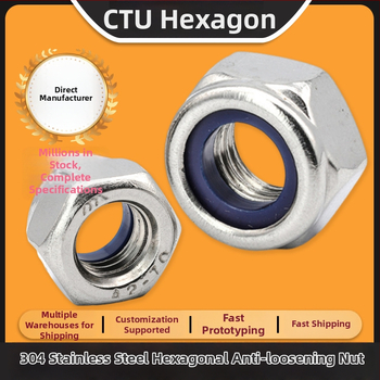 Šešiakampių fiksuojančių veržlių rinkinys iš nerūdijančio plieno 304, DIN 985, Klasė A, Tvirtumas 6.8