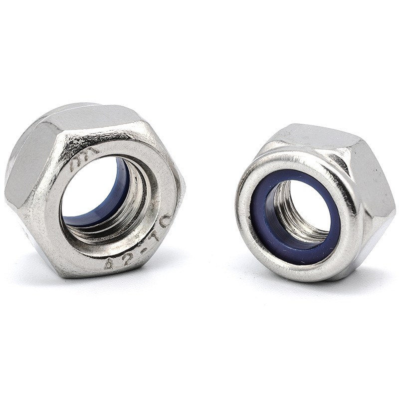 Šešiakampių fiksuojančių veržlių rinkinys iš nerūdijančio plieno 304, DIN 985, Klasė A, Tvirtumas 6.8