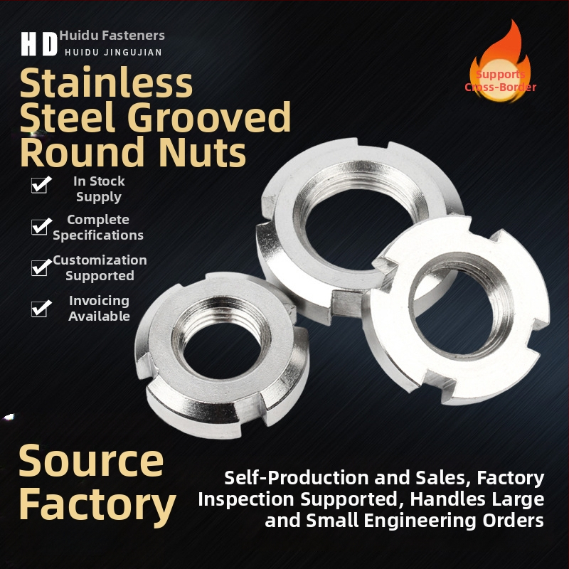 Nerūdijančio plieno įpjovinė apskrito formos užsifiksuojanti veržlė su guoliu, DIN 466, Klasė A