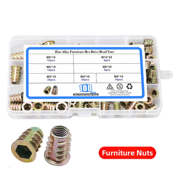 Miegamo baldų veržlė, T formos įmontuojama veržlė su vidiniais ir išoriniais sriegiais; anglinio plieno Q215, galvanizuotas paviršius, klasė A, stiprumo laipsnis 8