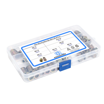 Miegamo baldų veržlė, T formos įmontuojama veržlė su vidiniais ir išoriniais sriegiais; anglinio plieno Q215, galvanizuotas paviršius, klasė A, stiprumo laipsnis 8