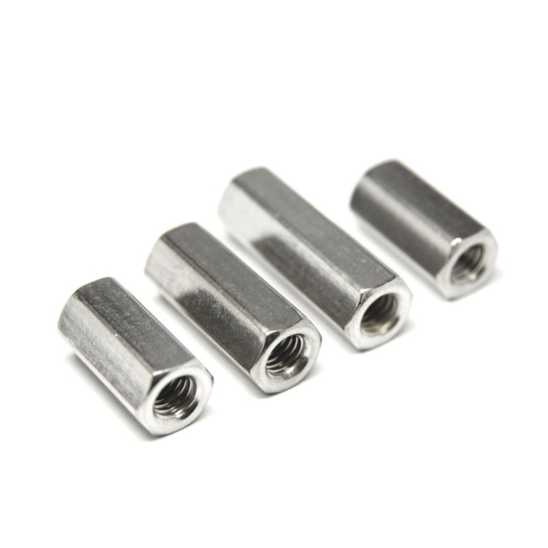 Išplėsta šešiakampė veržlė su sriegine strypo jungtimi, cilindriškai stora, 304 nerūdijantis plienas, DIN934, A2-70, paviršiaus apdaila Wash White, Klasė A/B/C