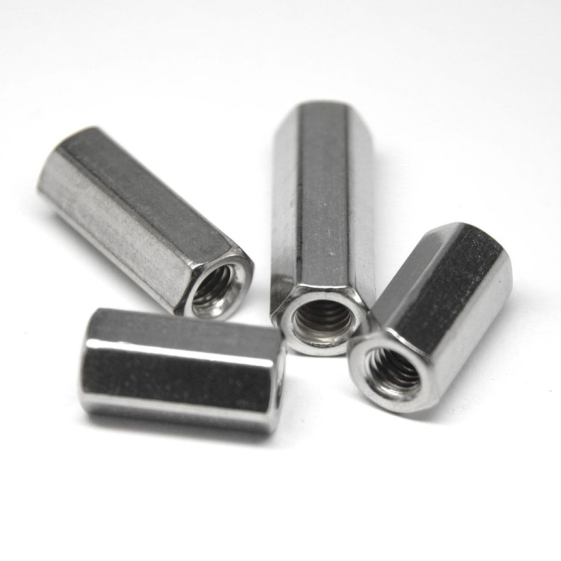 Išplėsta šešiakampė veržlė su sriegine strypo jungtimi, cilindriškai stora, 304 nerūdijantis plienas, DIN934, A2-70, paviršiaus apdaila Wash White, Klasė A/B/C